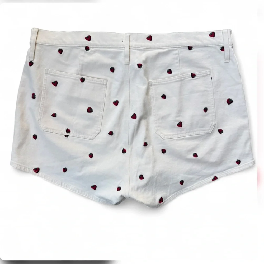 J. Crew White Denim Shorts with Red Strawberry Print - Picture 5 of 5